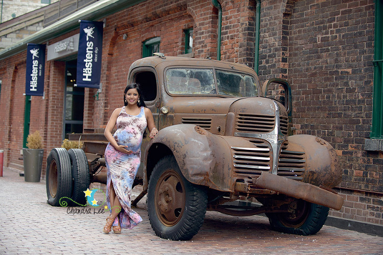 Maternity Picture with Vintage Toronto Car