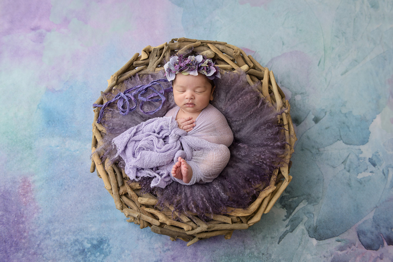 Newborn-Picture-with-Water-Colour-Background